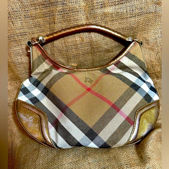 Burberry Metallic ✨ Beige Nova Check Canvas & Leather Hobo Bag 🤎❤️🖤🤍 w/dustbag - Picture 1 of 13